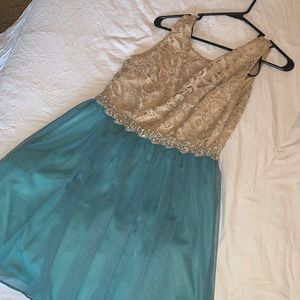 Juniors Blue And Tan Formal Dress!